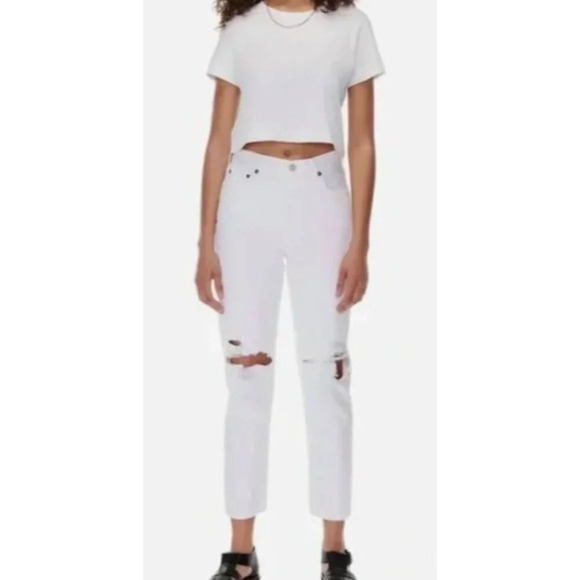 Agolde Fen High Rise Relaxed Denim In Conjure White Jeans-sz 27 - Picture 1 of 11